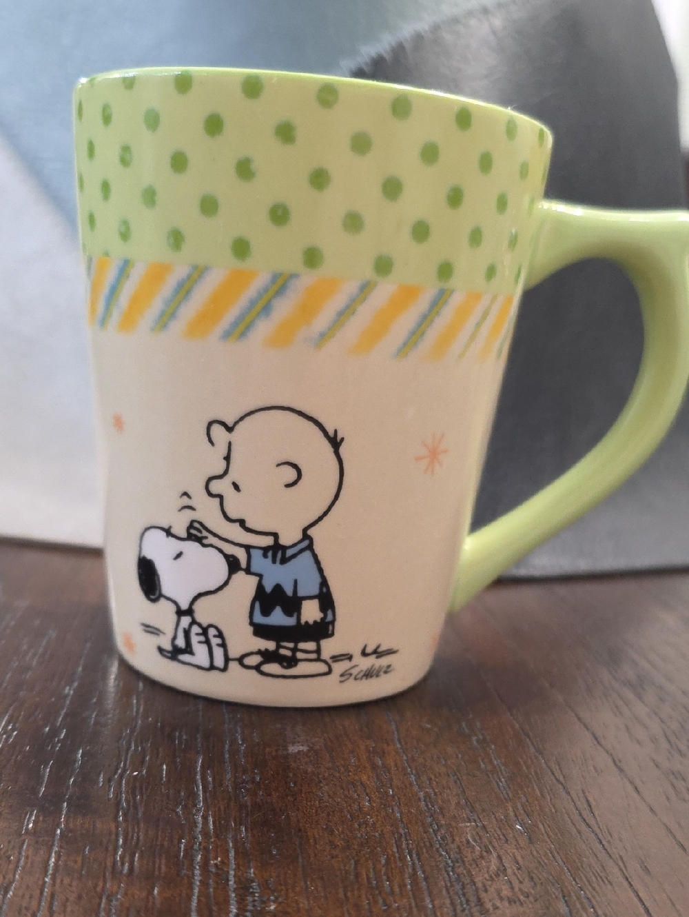 Peanuts Charlie Brown & Snoopy Green Polka Dot Ceramic Coffee Mug